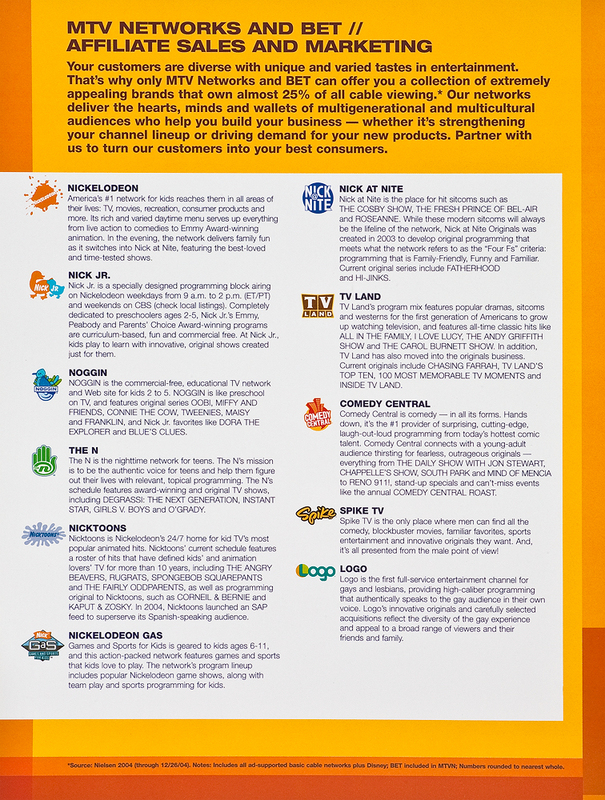 MTVN & BETN AFFILIATE SALES BROCHURES